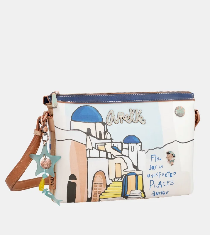Women's Small Leather Crossbody Bag in Black with Gold Hardware for Evening PartiesSunrise Triple Compartment Shoulder Bag Anekke Women's Small Leather Crossbody Bag in Black with Gold Hardware for Evening PartiesSunrise Triple Compartment Shoulder Bag Anekke