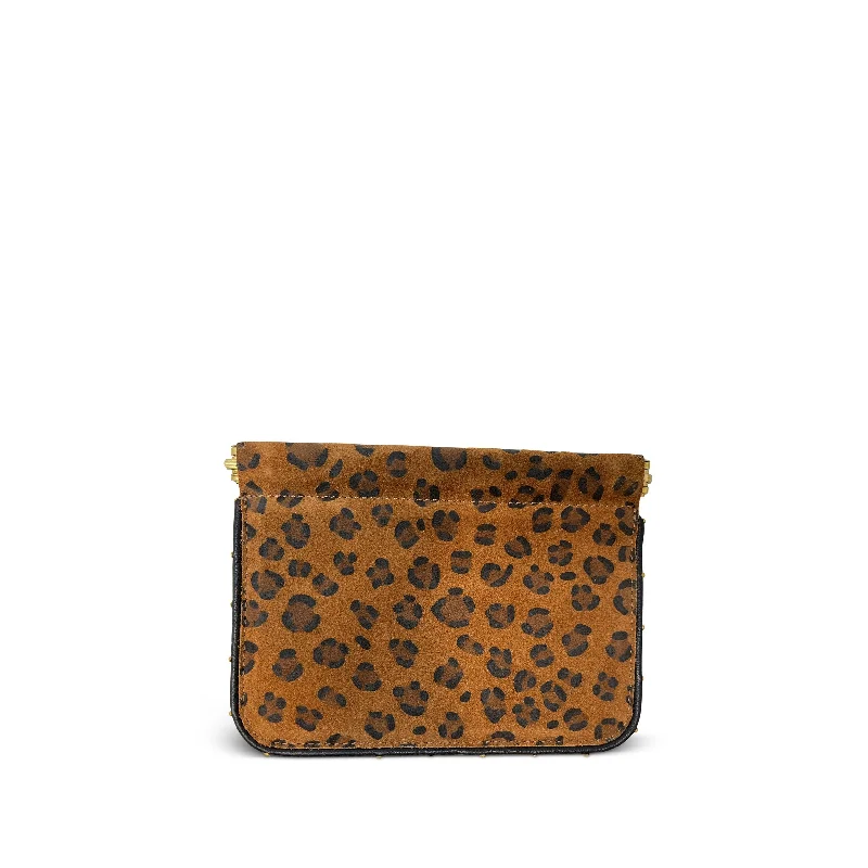 Mirrored Clutch in Silver for Futuristic - Themed GatheringsOchre Leopard Small Snap Pouch Mirrored Clutch in Silver for Futuristic - Themed GatheringsOchre Leopard Small Snap Pouch