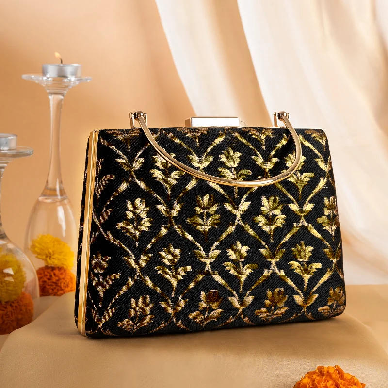 Women's Embroidered Silk Evening Bag in Navy for WeddingsTeejh Asin Brocade Clutch