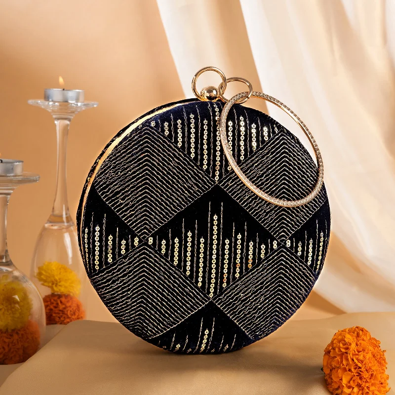 Large Sequin Clutch in Gold for Red - Carpet EventsTeejh Divyanshi Round Party Clutch