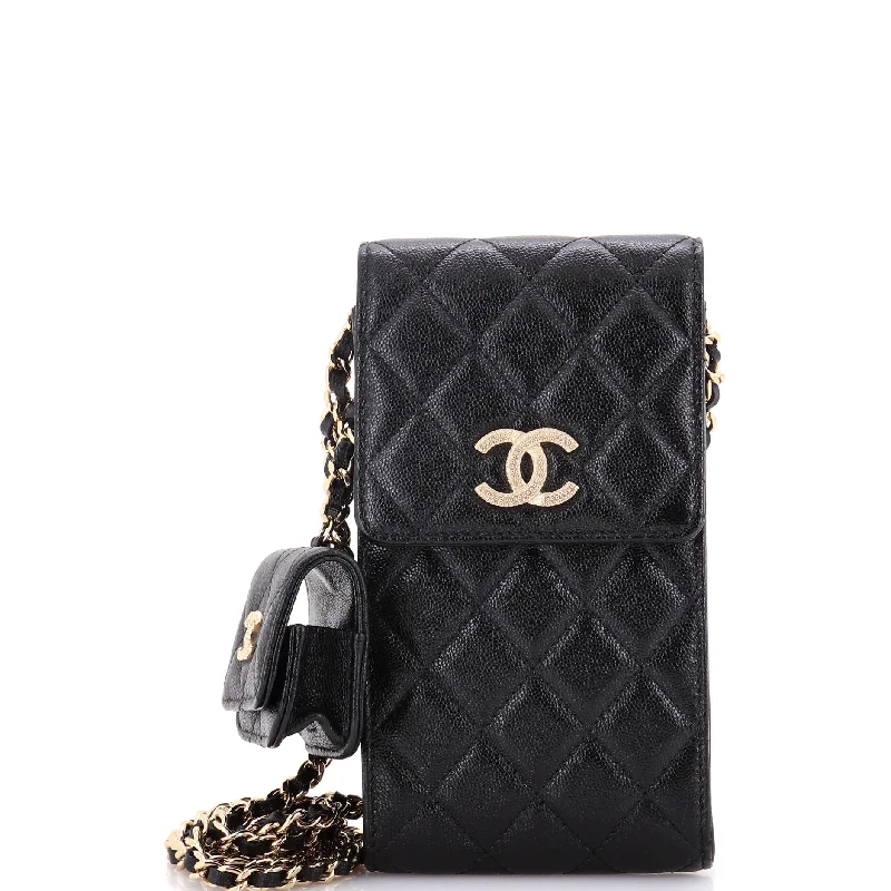 Women's Crossbody Bag with Magnetic Closure in White for Quick AccessTextured CC Flap Phone Holder Crossbody Bag with AirPods Pro Case Quilted Caviar Women's Crossbody Bag with Magnetic Closure in White for Quick AccessTextured CC Flap Phone Holder Crossbody Bag with AirPods Pro Case Quilted Caviar