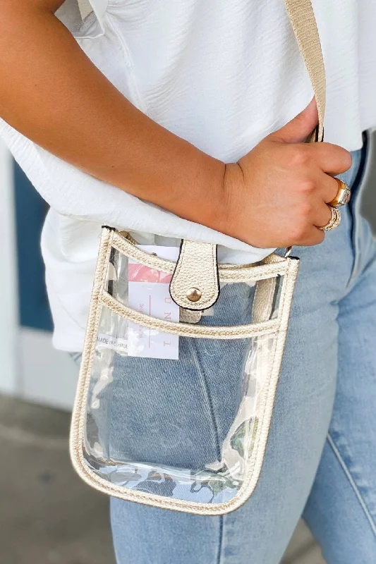 Hand - painted Canvas Crossbody Bag in Yellow for a Unique and Artistic LookTG10219 Game Day Mini Clear Crossbody Bag