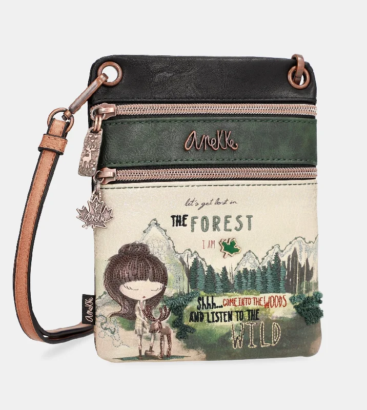 Women's Crossbody Bag with Multiple Compartments in Gray for Organized Daily UseThe Forest double compartment mini crossbody bag