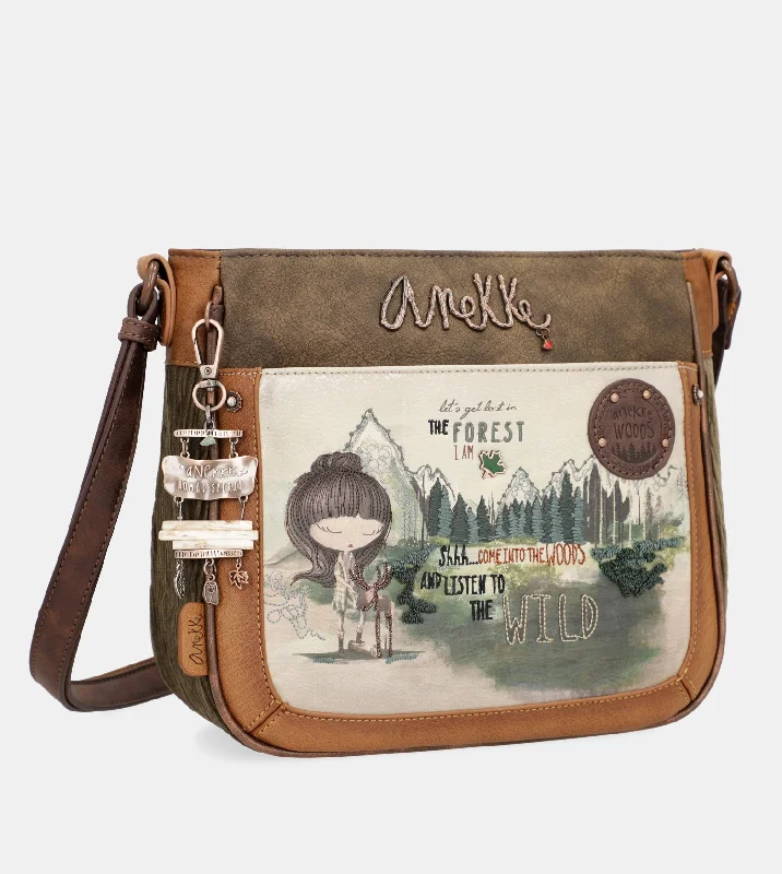 Plus - size Women's Crossbody Bag in Burgundy for Ample StorageThe Forest medium printed shoulder bag