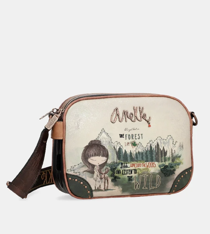 Women's Crossbody Bag with Multiple Compartments in Gray for Organized Daily UseThe Forest triple compartment messenger bag