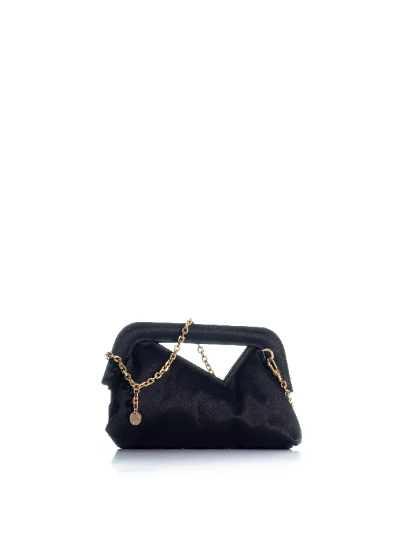 Leather Clutch with Chain Strap in Black for Cocktail PartiesThe Mediterraneo
