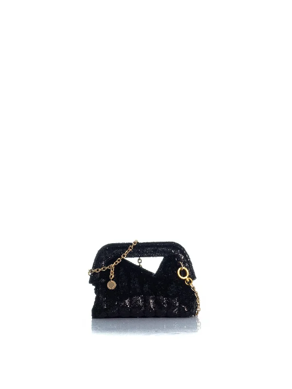 Leather Clutch with Chain Strap in Black for Cocktail PartiesThe Mini Mediterraneo