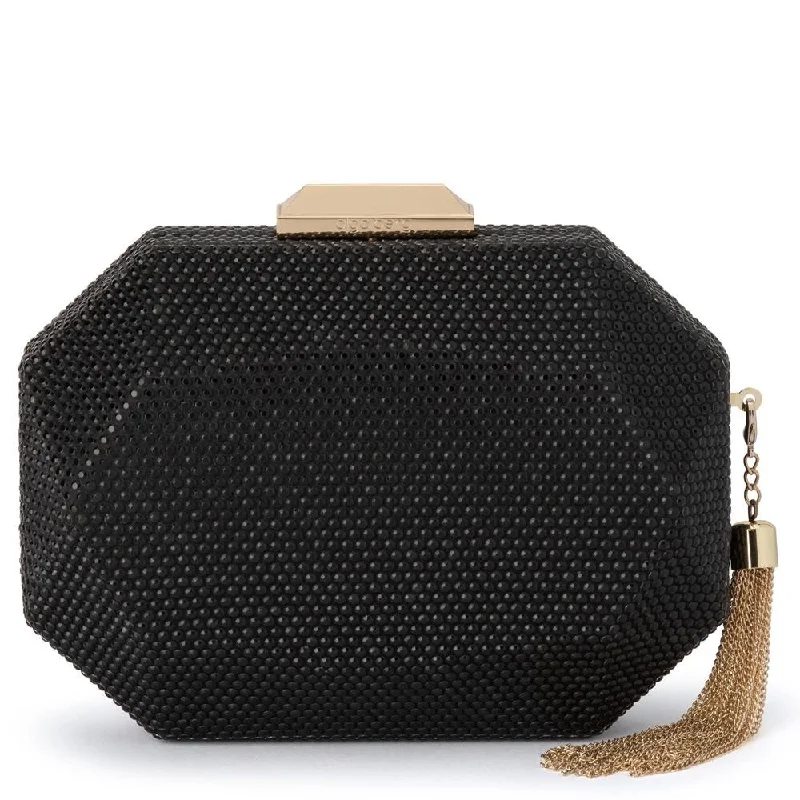 Women's Embroidered Silk Evening Bag in Navy for WeddingsTILLY Black Evening Clutch with Tassel