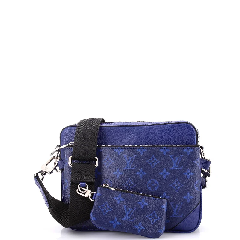 Quilted Leather Crossbody Bag in Cream for a Classic and Elegant AppearanceTrio Messenger Bag Monogram Taigarama Quilted Leather Crossbody Bag in Cream for a Classic and Elegant AppearanceTrio Messenger Bag Monogram Taigarama