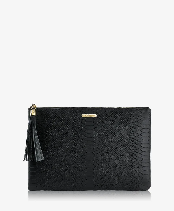 Suede Clutch with Tassel Details in Olive for Fall SoireesUber Clutch