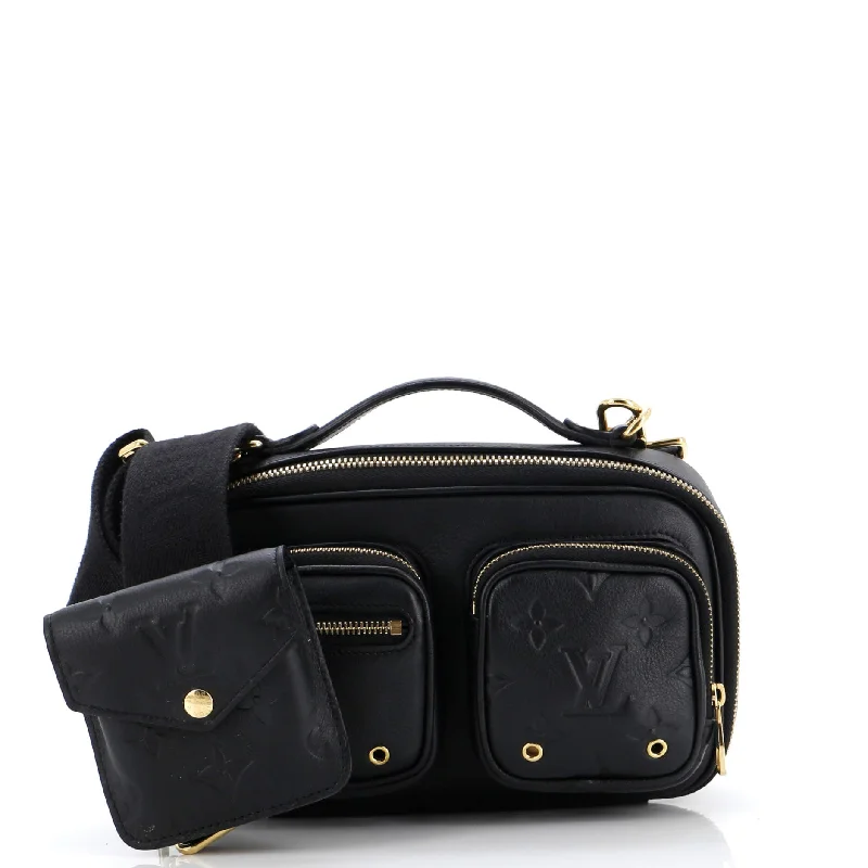 Quilted Leather Crossbody Bag in Cream for a Classic and Elegant AppearanceUtility Crossbody Bag Calfskin with Embossed Monogram Detail