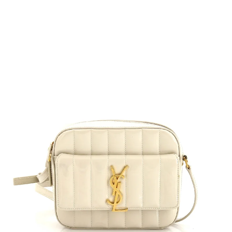 Women's Crossbody Bag with Chain Strap in Gold for a Glamorous TouchVicky Camera Bag Vertical Quilt Patent Medium Women's Crossbody Bag with Chain Strap in Gold for a Glamorous TouchVicky Camera Bag Vertical Quilt Patent Medium