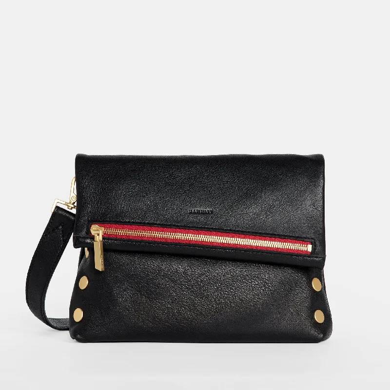 Geometric - Patterned PVC Evening Bag in Multicolor for Trendy Nights OutVIP | Black/Brushed Gold Red Zip | Med