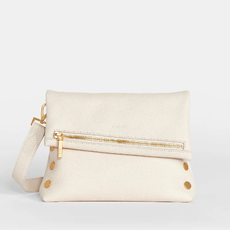 Leather Clutch with Chain Strap in Black for Cocktail PartiesVIP | Calla Lily White/Brushed Gold | Med Leather Clutch with Chain Strap in Black for Cocktail PartiesVIP | Calla Lily White/Brushed Gold | Med