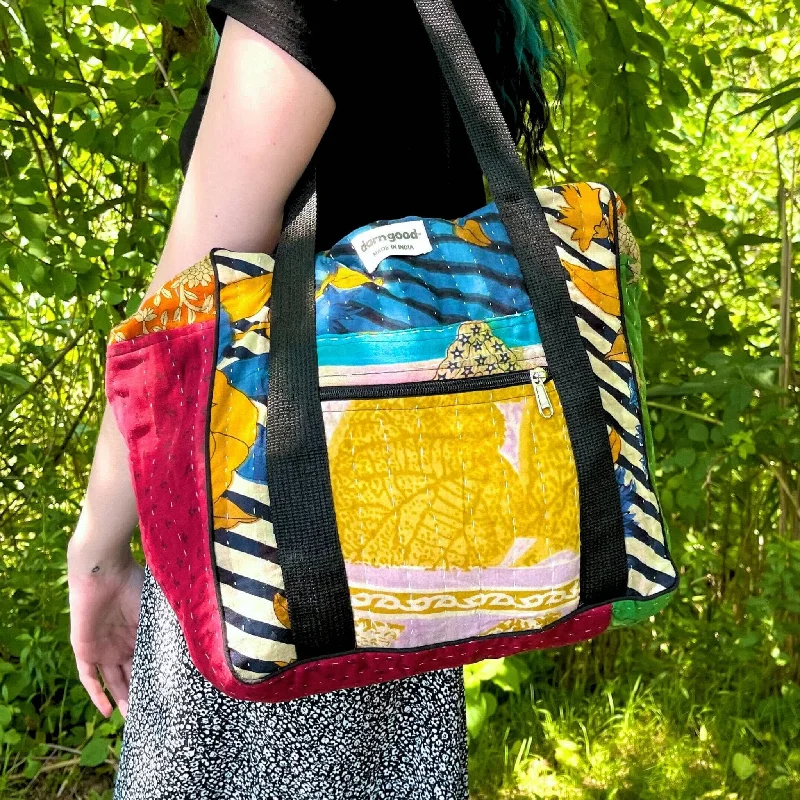 Women's Glittery Clutch in Blue for Disco - Themed EventsWanderlust Kantha Stitched Bag
