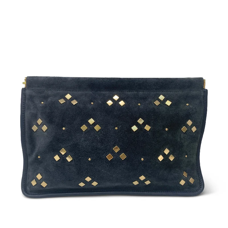 Women's Small Beaded Clutch in Silver for New Year's Eve PartyWASHED NAVY STUD SNAP CLUTCH Women's Small Beaded Clutch in Silver for New Year's Eve PartyWASHED NAVY STUD SNAP CLUTCH
