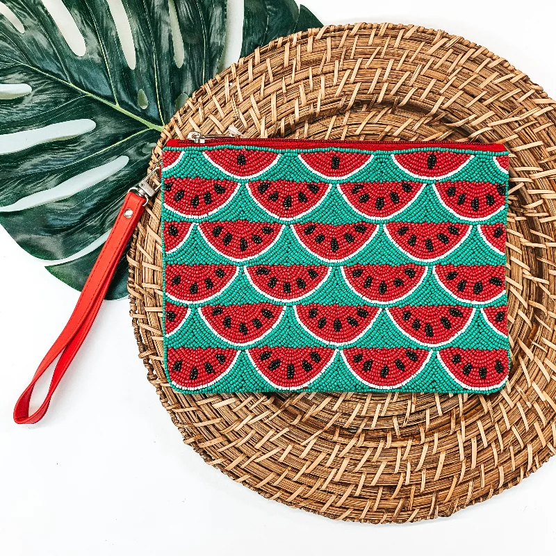 Lace - Trimmed Satin Clutch in Ivory for Garden WeddingsWatermelon Seed Beaded Clutch