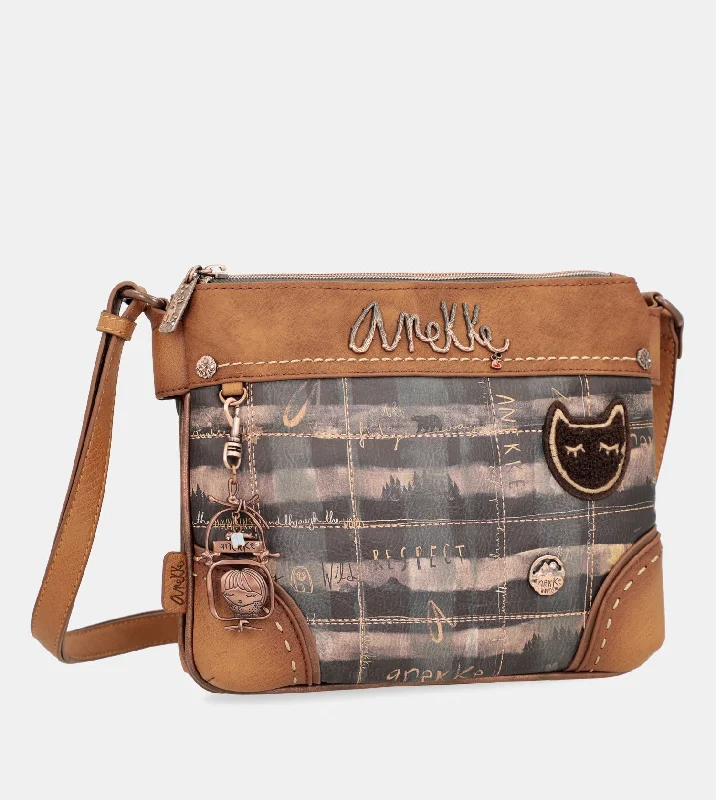 Hand - painted Canvas Crossbody Bag in Yellow for a Unique and Artistic LookWild double compartment shoulder bag