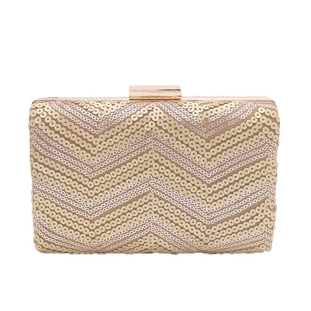 Large Sequin Clutch in Gold for Red - Carpet EventsSequined Metal Clutch Bag